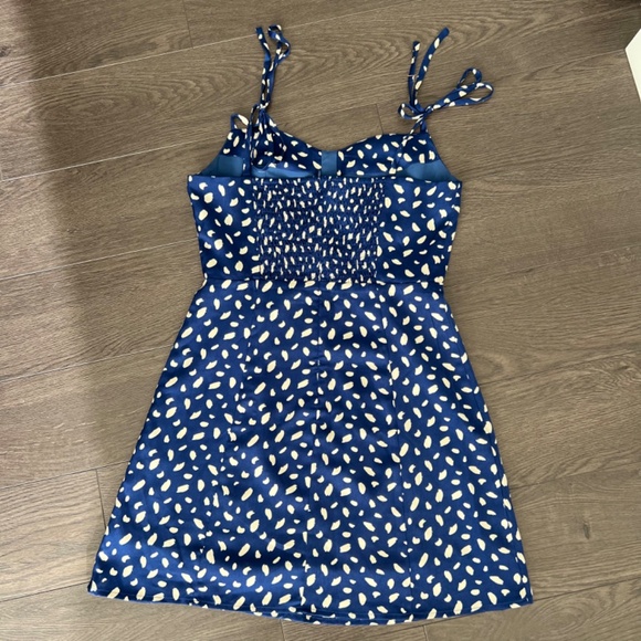 Commense blue pola dot tie strap mini dress size S - Picture 2 of 2